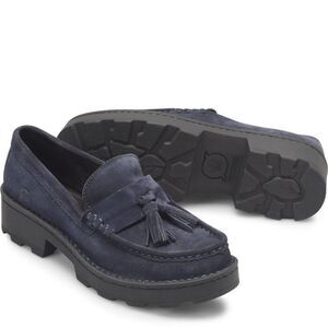 Born Capri Loafer Heel Navy Suede